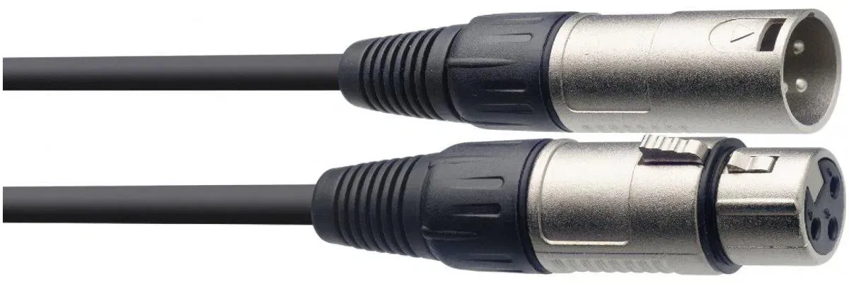 Audio kabel XLR-M (maminka) na XLR-F (tatínek) délka 10m, 3PIN, stíněný, odolný ČERNÝ